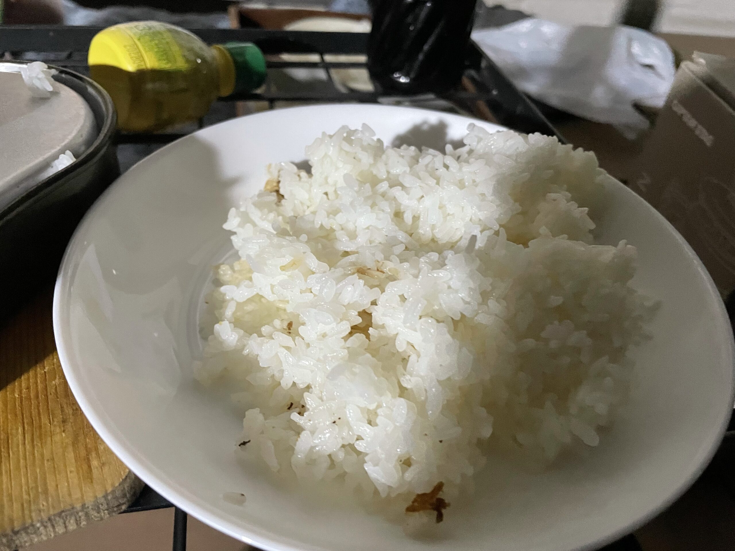 白い皿に盛った炊き上がりのご飯